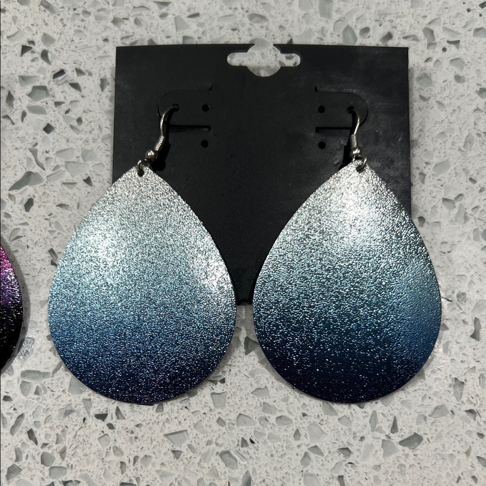 Glitter Teardrop Earrings Set - Multicolor- 2 pairs - Picture 3 of 3